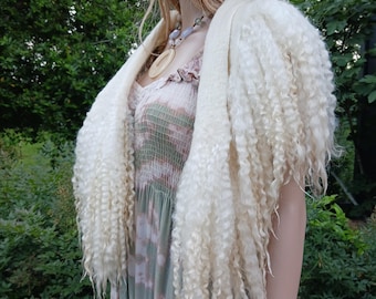 Extra long luxurious scarf collar Hand made felted lamb wool
