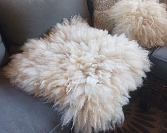 Handmade felted sheep wool fleece or pillow