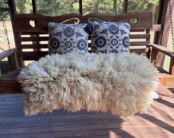 Handmade Felted Wool Fleece Rug Throw Natural Sheepskin Style Home Accent Decor