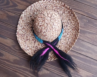 Hatband hand made felted wool with tasseled ends