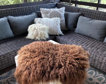 Hand Felted Colorful Wool Fleece Rug Throw – Natural Sheepskin Style Accent Home Decor Bonnet