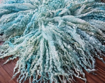 Hand-Dyed Felted Fleece Chair Cover: Ocean Blue, Sea Glass Wool Fiber Art