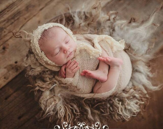 Featured listing image: Newborn prop all natural hand felted washable "sheepskin" sheep skin fleece blanket