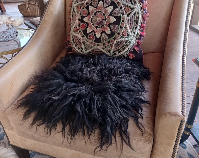 Featured listing image: Hand made black Felted sheep friendly fleece or pillow