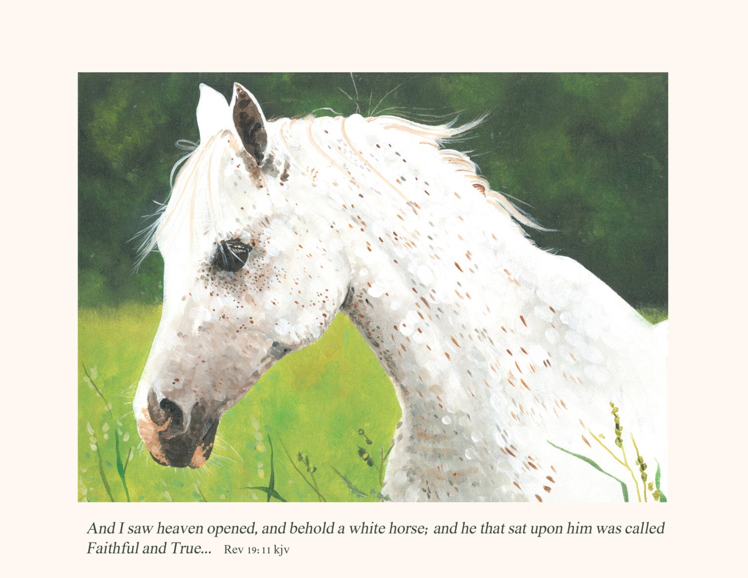 Horse Painting Print i Saw a White 