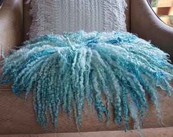 Hand Dyed Felted Wool Chair Cover: Ocean Blue, Sea Glass Fiber Art