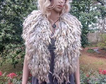Extra long luxurious scarf collar Hand made felted wool Jules