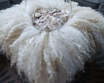 Hand made felted wool sheep friendly "sheepskin" sheep fleece, pillow, lap blanket