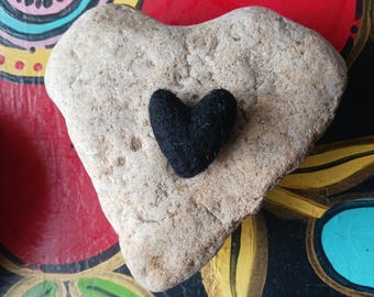 Hand made felted wool heart black