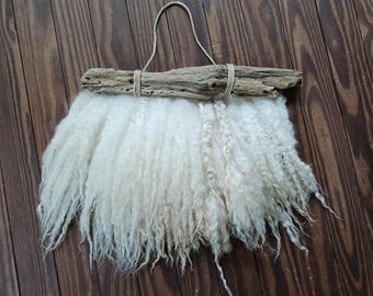 Hand made sheep friendly fiber art felted wool wall hanging