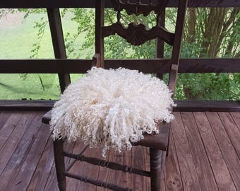 Hand made felted ivory white fleece or pillow Musette