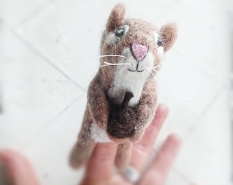 Chipmunk finger puppet ornament hand made felted chipmunk