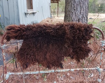 Handmade felted sheep friendly "sheepskin" sheep fleece rug throw or pet bed Clove