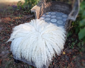 Hand made sheep friendly "sheepskin" sheep fleece, pillow, chair cover