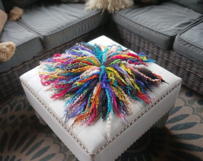 Featured listing image: Felted sheep friendly "sheepskin" sheep skin fleece or pillow colorful hand dyed rainbow locks