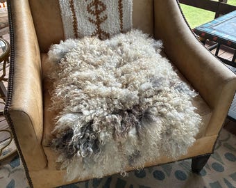 Natural Handmade Felted Fleece Wool Throw Chair Cover or Pillow Roxy