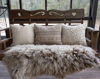 Hand made Felted sheep friendly sheep fleece or pillow Wisteria