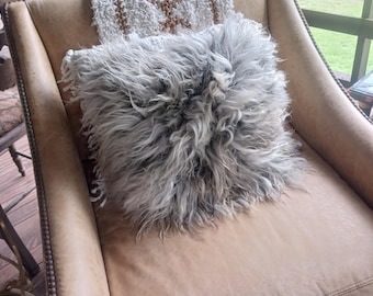 Handmade Wild n Wooly Grey Felted Fleece Chair Accent or Pillow Sheepskin Style Accent