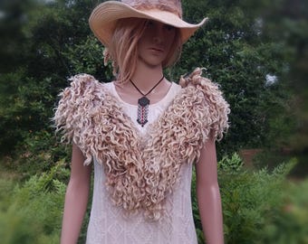 Extra long luxurious scarf collar Hand made felted wool Carmella