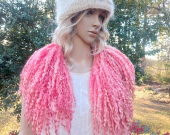 Luxurious blush pink neck wrap scarf collar Hand made felted wool Bernadette