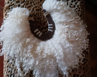 Horseshoe Christmas wreath fiber art felted wool