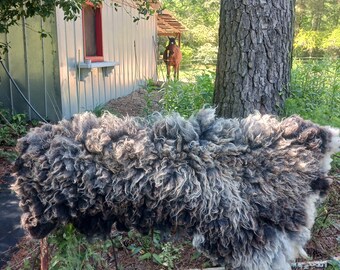 Handmade felted sheep friendly "sheepskin" sheep fleece rug throw or pet bed Corky