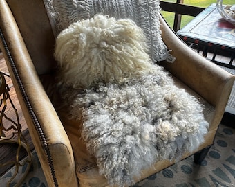 Natural Handmade Felted Fleece Wool Throw Chair Cover or Pillow Roxy