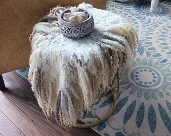 Handmade Felted Wool Table Mat | Sheep Fleece Centerpiece, Rustic Farmhouse Decor