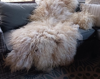 Hand made Felted sheep fleece rug or throw Bit-O-Honey
