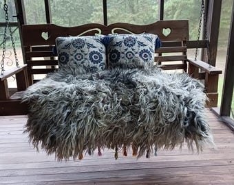 Viking Inspired Felted Fleece Rug Throw Wild Shaggy Rug Chieftans Hearth Nordic Sheepskin Thea