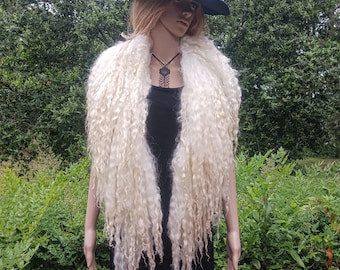 Extra long luxurious scarf collar Hand made felted lamb wool