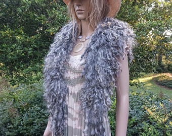 Extra Long Angora collar hand made felted mohair mohair Vermont
