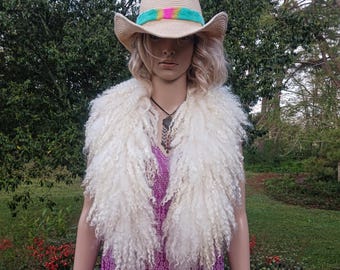 Long Angora collar hand made felted mohair mohair Vermont