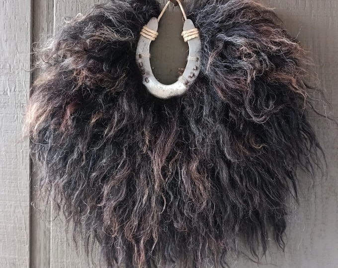 Featured listing image: Horseshoe wreath fiber art felted wool