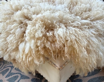 Handmade Felted Wool Fleece Rug Throw Natural Sheepskin Style Home Accent Decor