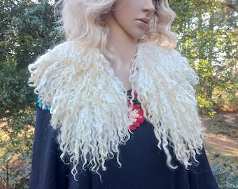Luxurious neck wrap collar scarf Hand made felted wool Dove