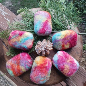 Natural wool hand felted soap