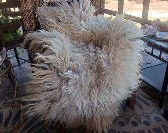 Felted fleece Hand made sheep friendly "sheepskin" rug throw Praline