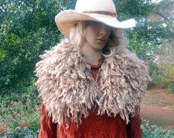 Hand made felted wool scarf collar Pecan