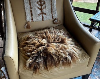 Felted fleece Hand made sheep wool chair pad pillow Cinnabar