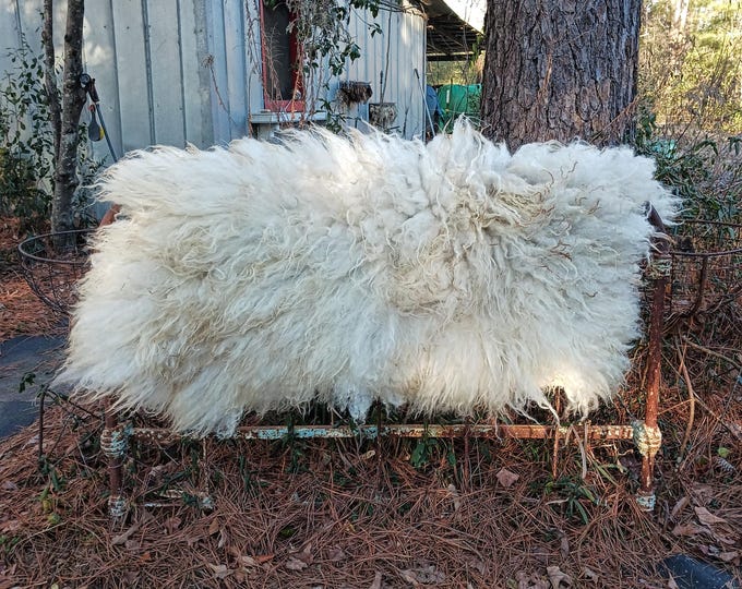 Featured listing image: Hand made Felted sheep friendly sheep fleece or pillow Wisteria