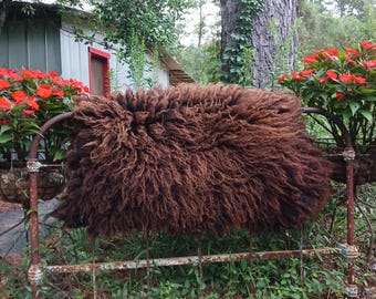 Hand made felted sheep friendly natural wool lamb fleece Midnight