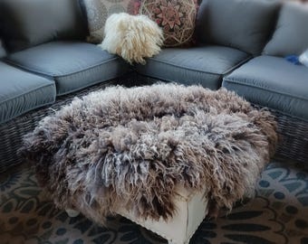 Hand made felted sheep fleece rug throw Merril