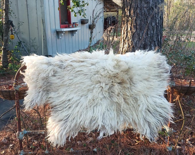 Featured listing image: Felted fleece sheepskin rug throw hand made friendly rug throw Idah