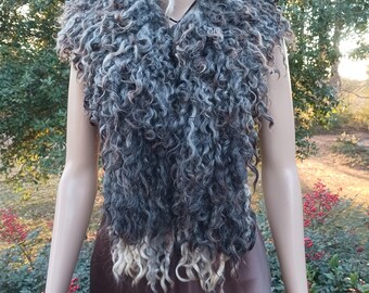 Extra long luxurious scarf collar Hand made felted wool Jules
