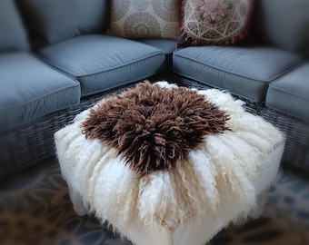 Felted fleece Hand made sheep friendly sheepskin chair pad pillow Clove