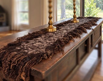 Sculptural Wool Table Runner Handmade One of a Kind Felted Fleece Art Centerpiece