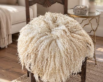Hand Dyed Felted Wool Chair Cover Fleece Pillow Pumpkin Spice