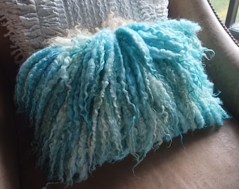 Hand Dyed Felted Fleece Chair Cover: Ocean Blue, Sea Glass Wool Fiber Art