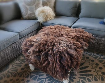 Hand made felted sheep friendly natural wool lamb fleece Lavendar